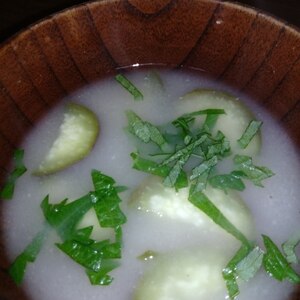 黒くならない☆茄子と水菜のお味噌汁